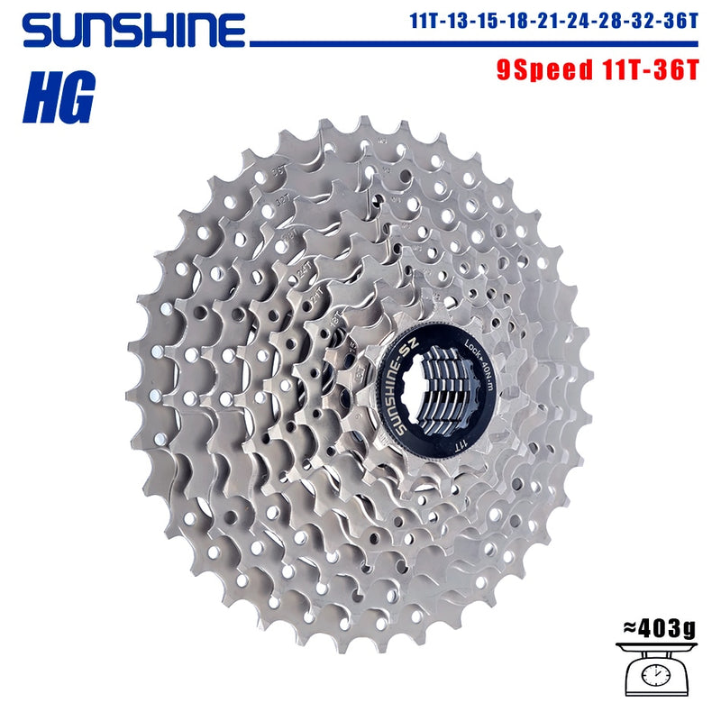 SUNSHINE Bicycle Cassette 8/9/10/11/12Speed Freewheel 32/36T/40T/42T/46T/50T/52T Sprocket HG Structure Flywheel For SHIMANO/SRAM