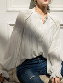 Jastie 2022 Frühling Sommer Bluse Shirts Frauen Langarm Boho Weiß Lose Blusen Shirt Damenbekleidung Strand Tops Blusas