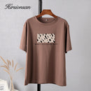 Hirsionsan T-Shirt mit Leopardenmuster für Damen, 100 % Baumwolle, übergroße Gothic-Grafik, weibliche, weiche Oberteile, Harajuku, lose, lässige T-Shirts, Damen