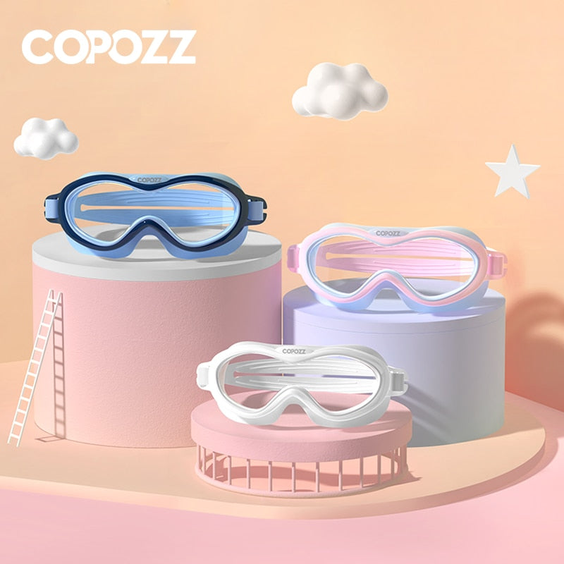 COPOZZ Kinder-Schwimmbrille Anti-Fog Wasserdichte Kinder Jugendliche Big Frame Schwimmbrille Junge Mädchen Einteilige Schwimmbrille