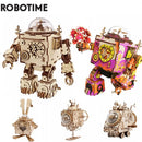 Robotime 3D Wooden Puzzle 5 Kinds Fan Rotatable DIY Steampunk Model Building Kits Assembly Toy Gift for Children Adult AM601