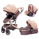 High Landscape Kinderwagen 3 in 1 mit Autositz Rosa Kinderwagen Luxus Reisekinderwagen Autositz und Kinderwagen Babytrage Kinderwagen