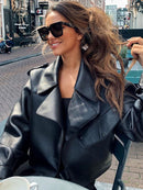 Ailegogo Neue Ankunft Winter Herbst 2022 Damen Leder Geldbörse Campera Chaqueta Cuero Mujer Modis Mantel Damen Veste Cuir De Couro