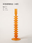 Nordic Orange Glass Taper Candle Holder Creative Home Decor Wedding Party Dinner Candlelight Decoration Living Room Candlestick
