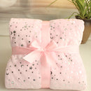 2 Schichten Plüsch-Punkt-Korallen-Fleece, der goldene Sterne Mond-Blau-Sternen-Kleinkind-Steppdecke-Mädchen-Baby-Decke-Kind-Krippen-Bettwäsche bronziert