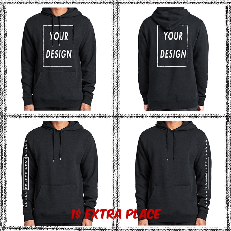 Custom Hoodies Add Your Text Sweatshirt Customized Long Sleeve High Quality Heavy Weight Soft Fleece Tops Hoody