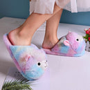 Cute Cartoon Alpaca House Women Fur Slippers Winter Warm Plush Parent-Child Floor Slides Indoor Bedroom Girls Fluffy Slippes