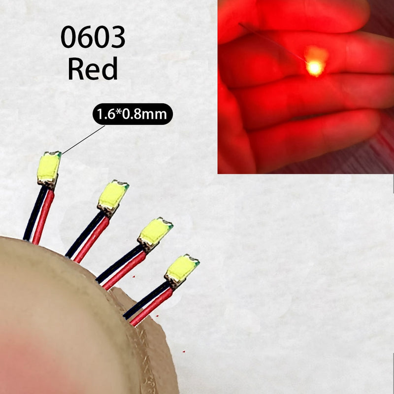 40Pcs/Lot 0402 0603 0805 1206 Led SMD Wire For Model Train HO N OO Scale Red Black Line Pre-soldered Micro Litz Diorama Railway