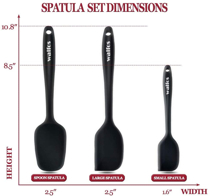 Juego de 3 utensilios de cocina de silicona resistente al calor WALFOS, utensilios de cocina, herramientas de repostería para hornear, espátula, cuchara, espátulas para pasteles, juego de cocina