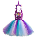 Kinder Mädchen Meerjungfrau Prinzessin Kleid Ärmelloses Mesh Tutu 3D Blume Haarband Set Kinder Halloween Thema Party Cosplay Kostüm