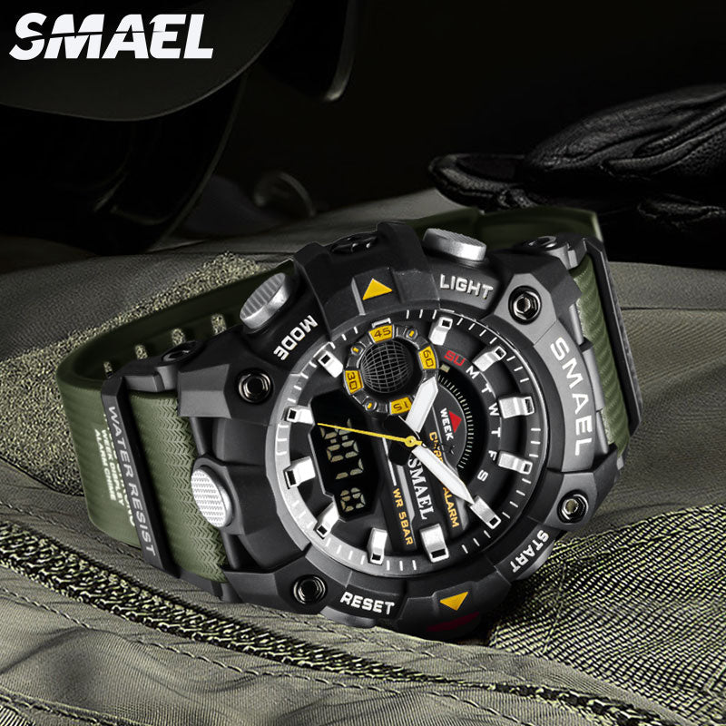 SMAEL Fashion Men's Sport Watches Shock Resistant 50M Waterproof Wristwatch LED Alarm Stopwatch Clock Military Watches Men 8040