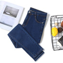 Jeans mujer cintura alta Largo completo skinny lápiz negro azul Denim pants 100kg