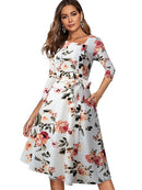 Nice-forever Frühling Normallack mit Knopf Retro Elegante Kleider Party Flare Swing Damen Kleid A241