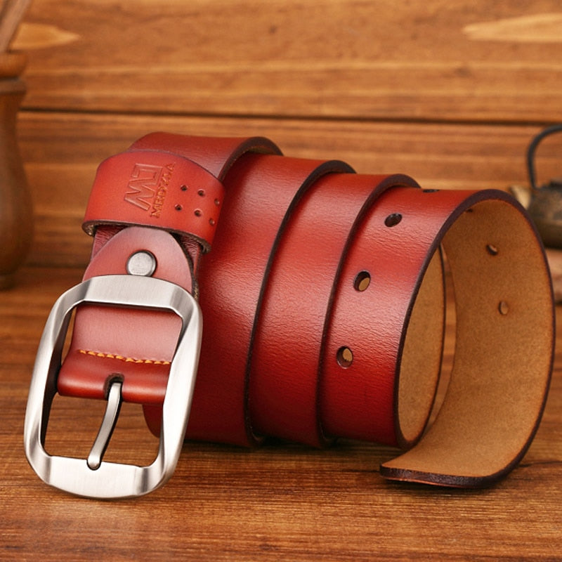 MEDYLA, cinturón para hombre, correa de lujo de cuero genuino de alta calidad, hebilla clásica de aleación Vintage, cinturón para hombre, cinturón vaquero para hombre SM03