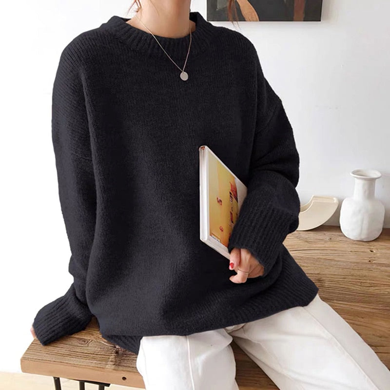 WYWM Cashmere Elegant Women Sweater Oversized Knitted Basic Pullovers O Neck Loose Soft Female Knitwear Jumper