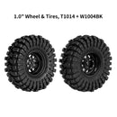 INJORA -3.78mm Offset 1.0" Beadlock Wheel Rims Tires Set for 1/18 1/24 RC Crawler Car Axial SCX24 FMS FCX24 TRX4M (W1004-T1014)