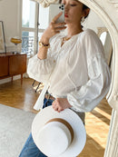 Jastie 2022 Frühling Sommer Bluse Shirts Frauen Langarm Boho Weiß Lose Blusen Shirt Damenbekleidung Strand Tops Blusas