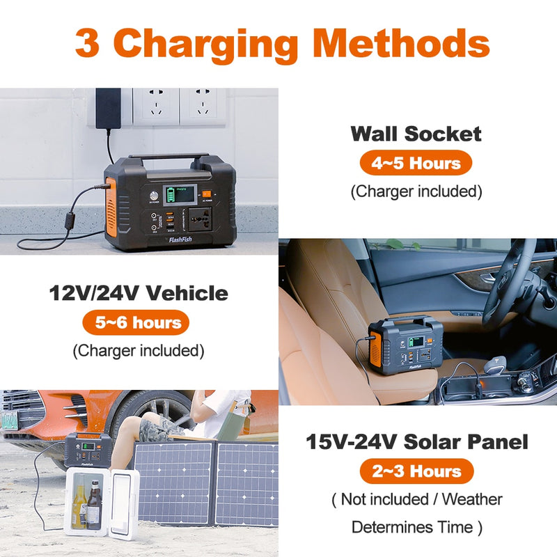 200-240V 200W Solar Generator Battery Charger FlashFish 40800mAh Portable Solar Power Station Outdoor Energy Power Supply 151wh