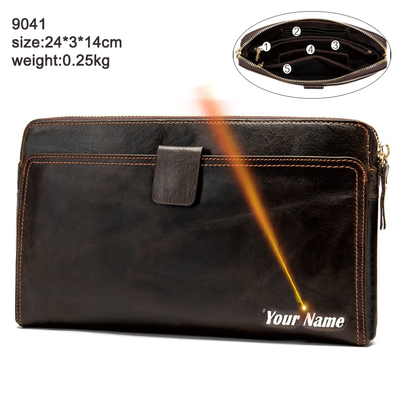 Westal Herren Geldbörse Echtleder Clutch Bag Herren Geldbörse Leder Geldbörse für Kreditkarte Handy Geldbörsen für Reisepass Geldbörsen