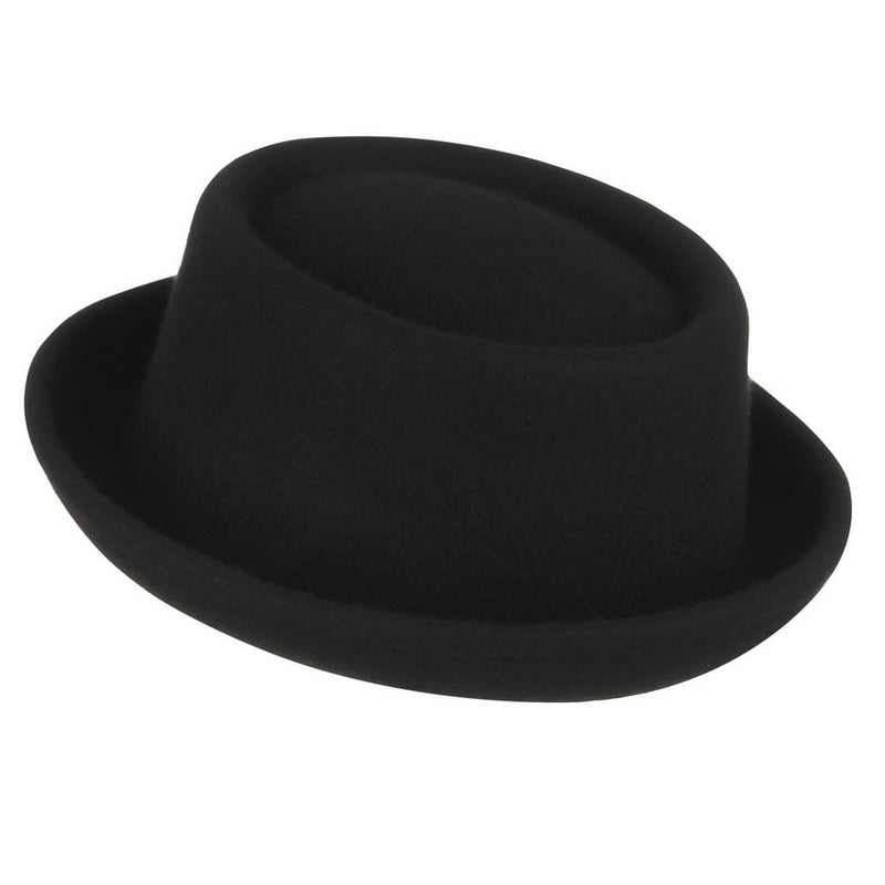 GEMVIE Classic 100% Wolle Weicher Filz Pork Pie Hut Fedora für Herren Damen Herbst Winter Wollhut Gebogener Krempe Herren Kleid Hüte