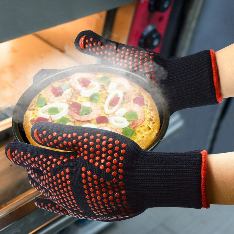 2pcs Kitchen Heat-Resistant Gloves Oven Mitts Silicone Gloves Grill Multifunctional Potholders For Baking BBQ Guantes Horno