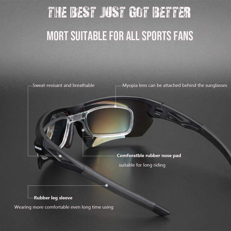 Comaxsun Professionelle polarisierte Fahrradbrille MTB Rennradbrille Outdoor Sports Fahrrad Sonnenbrille UV 400 mit 5 Gläsern TR90