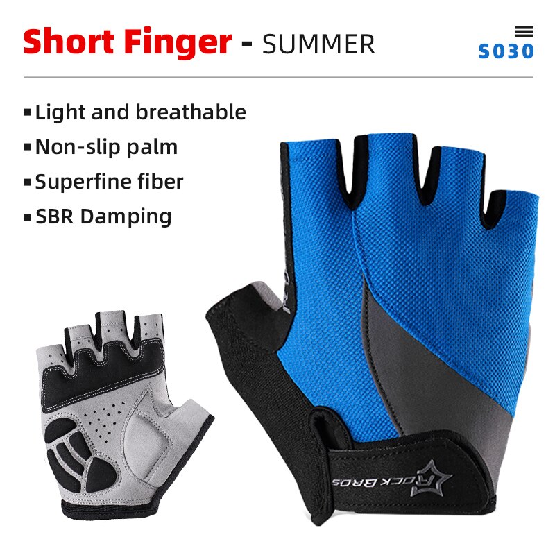 ROCKBROS Guantes de bicicleta MTB Road Anti-shock Mountain Bike Guantes sin dedos Hombres Mujeres Transpirable Ciclismo Deportes Guante antideslizante