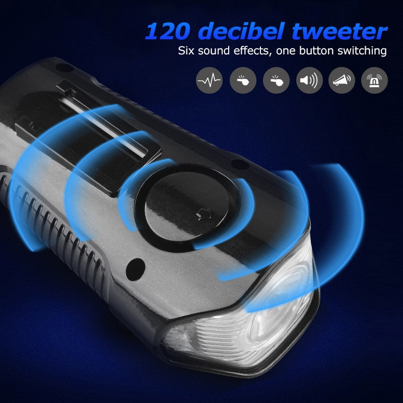 Wasserdichtes Fahrradlicht, USB-Aufladung, Fahrrad-Frontlicht, Taschenlampe, Lenker, Radfahren, Kopflicht mit Hupe, Geschwindigkeitsmesser, LCD-Bildschirm