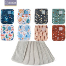 Elinfant New Passende wasserdichte Baby-Pcoket-Windeln 8 Stück graue Mesh-Stoffwindeln und 8 Mikrofaser-Einsätze