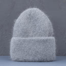 Sombrero de invierno de gran venta, sombreros de invierno de piel de conejo Real para mujer, gorros cálidos a la moda para mujer, gorro para la cabeza con cubierta sólida para adultos