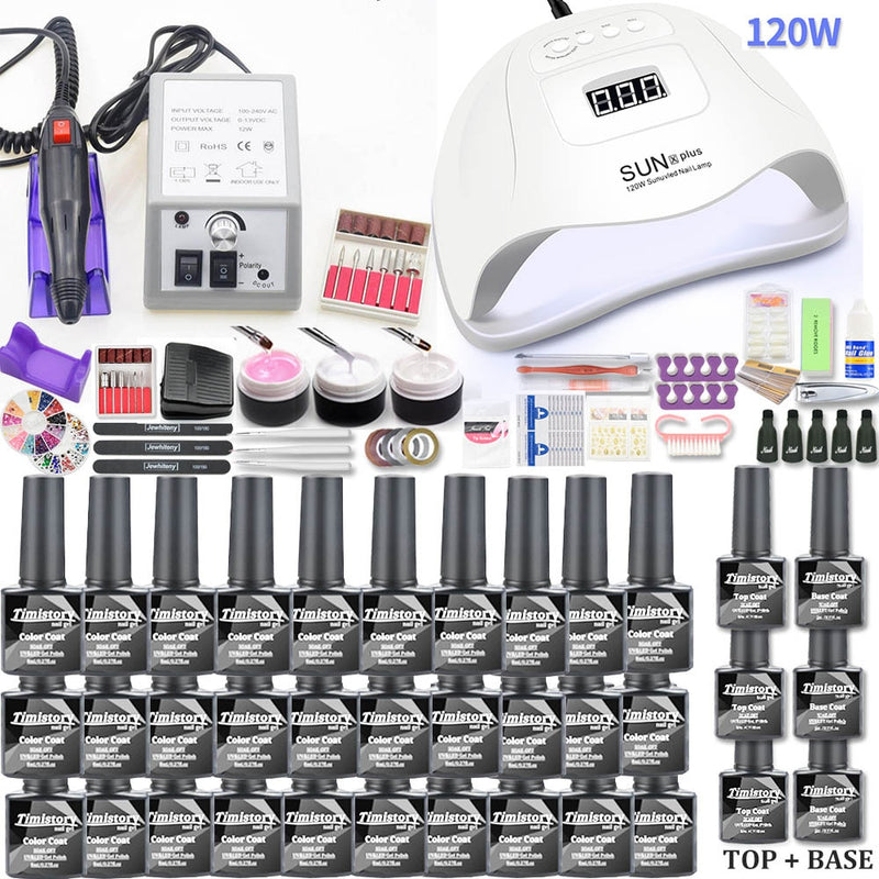 Gel-Nagellack-Set 20000-35000 U / min Nagelbohrmaschine Kit mit UV-LED-Lampe Maniküre-Werkzeug-Kit Nail Art Set UV Builder Nagelgel
