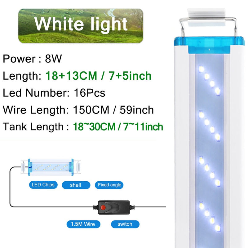 18-75CM Super Slim LEDs Acuario Iluminación Planta acuática Luz Extensible Impermeable Clip en lámpara para pecera 90-260V