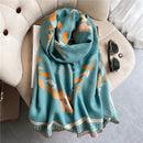 Warmer Winterschal Kaschmir Frauen Pashmina Design Druck Schals Wrap Weibliche Dicke Decke Weiche Bufanda Stolen 2022 Mode