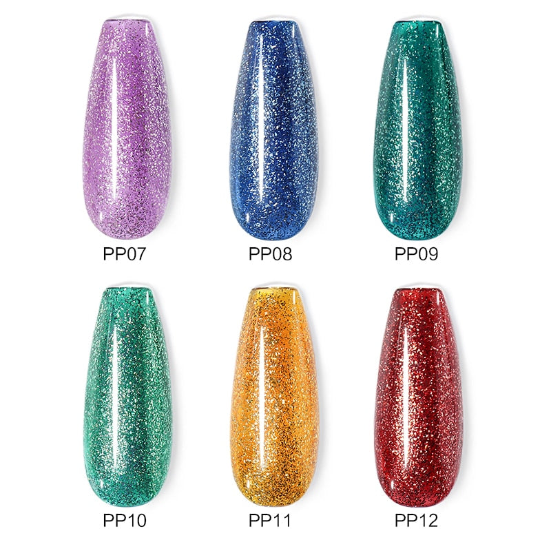 Beautilux Glitter Nail Gel Polish Kit 6pcs/set x10ml Mermaid Platinum Rainbow Chameleon Semi Permanent Nails Art Varnish Lot