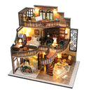 Cutebee DIY Dollhouse Kit Apartment Loft Miniatur-Puppenhäuser aus Holz mit Möbel-LED-Leuchten für Kindergeburtstagsgeschenk