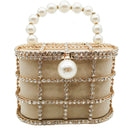 Boutique De FGG Pearl Beaded Evening Bucket Clutch Bag Women Luxury Rhinestone Shoulder Bag Party Purse Ladies Diamond Handbags