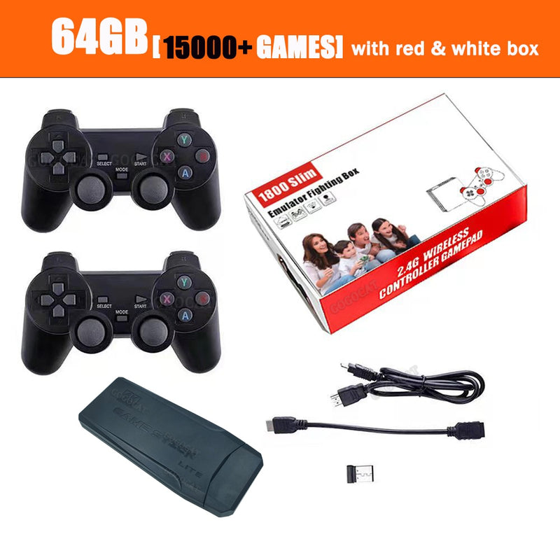 Consolas de videojuegos 4K HD 2,4G inalámbricas 10000 juegos 64GB Retro Mini Classic Gaming Gamepads TV Family Controller para PS1/GBA/MD
