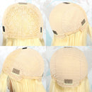 Glueless Short Human Hair Perücken mit Pony BEAUDIVA doheroine Blond Gelb Lila Brasilianisches glattes Haar Blonde kurze Bob-Perücken