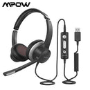 Mpow HC6 Office Headset with Mic BH328 3.5mm USB Computer Headset Noise Reduction Headphone for Call Center Skype PC Cellphone