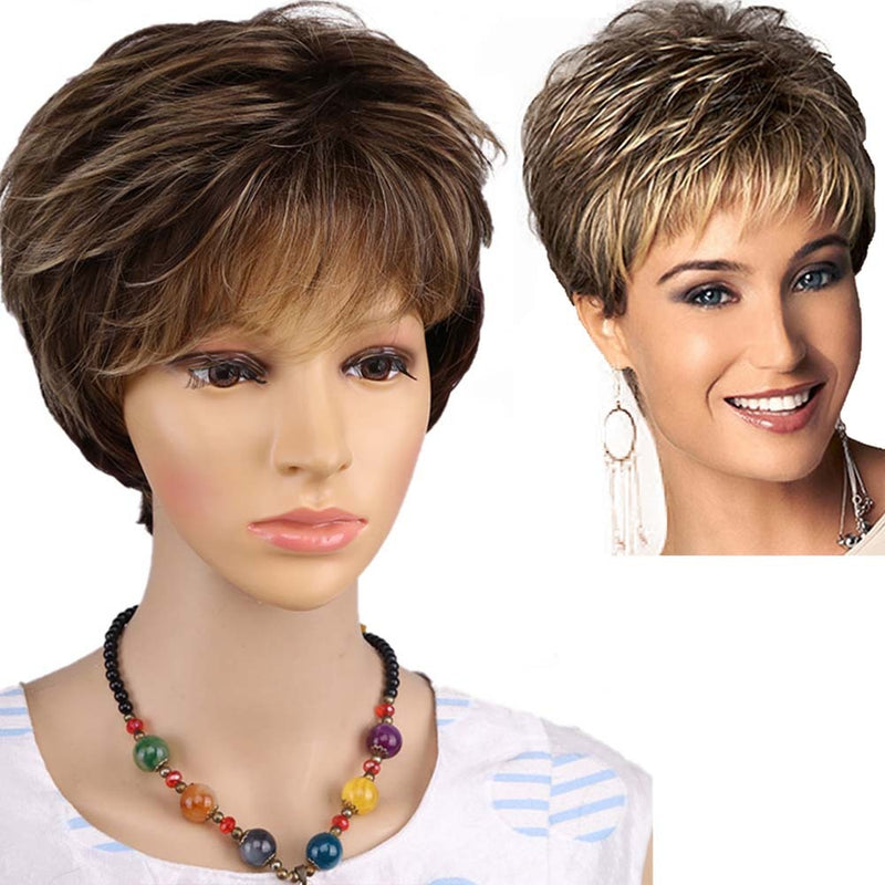 Amir Synthetic Brown Wig Short blonde Wigs Natural Wave Haircut Puffy Straight Hair Wigs for American Africa Women