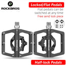 Pedal de bicicleta ROCKBROS, pedales de bicicleta MTB antideslizantes, plataforma plana de aleación de aluminio, accesorios de ciclismo impermeables SPD aplicables