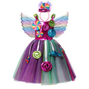 2022 neue Mode Baby Mädchen Candy Kleid Kinder Halloween Party Kostüm Bunte Ballkleid 2-12 Jahre Kinder Kleidung