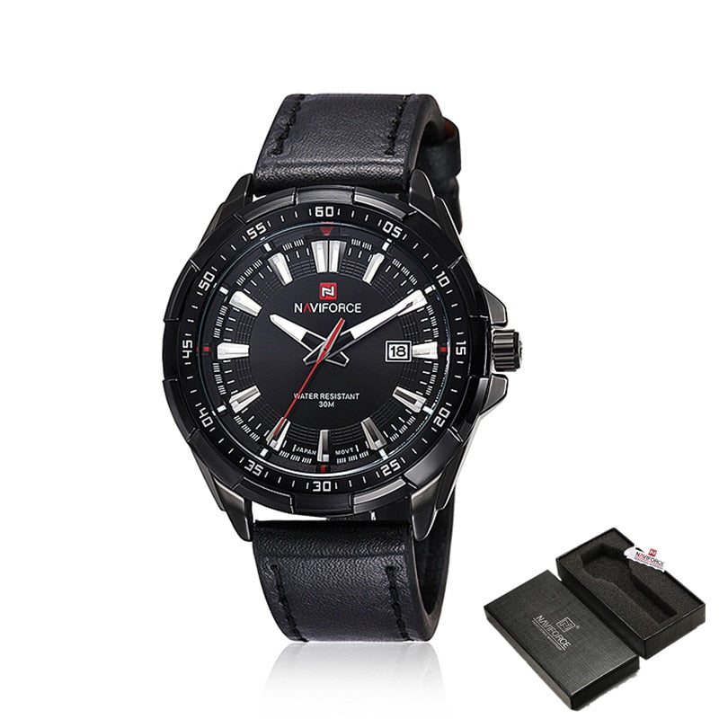 NAVIFORCE Mens Watches Top Luxury Brand Fashion Sport Watches Men Waterproof Quartz Clock Male Army Military Leather Wrist Watch