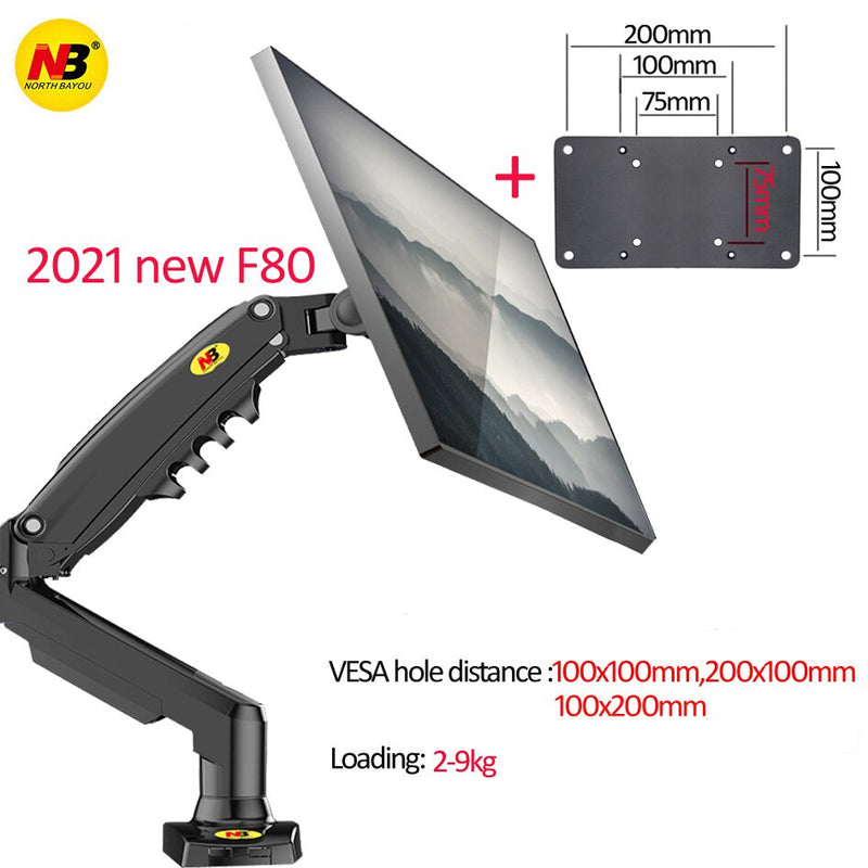 2019 NEW NB F80 Desktop17-27" LCD LED Monitor Holder Arm Gas Spring Full Motion Gas Strut Flexi TV Mount Loading 2-9kgs