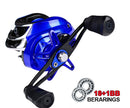 Baitcasting-Angelrolle Ganzmetallspule 18+1BB 10kg/22LB Max. Zugkraft Geschwindigkeitsverhältnis 7,2:1 Magnetische Metallguss-Angelrolle