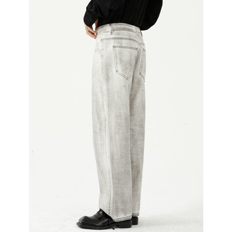 High Quality Autumn New Korean Jeans Loose Straight Design Sense Ins Casual White Denim Trousers Men