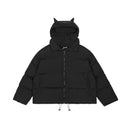 Parka de estilo Hip Hop para hombre, chaqueta con Calavera bordada, ropa de calle, chaqueta acolchada con capucha de diseñador Little Devil, prendas de vestir de invierno Harajuku