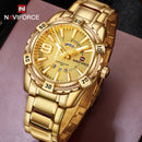 NAVIFORCE Luxusmarke Herren Sportuhr Gold Vollstahl Quarzuhren Herren Datum Wasserdicht Military Clock Man relogio masculino
