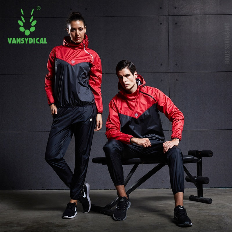 VANSYDICAL Sauna Suit Men Gym Clothing Set Hoodies Pullover Sportswear Running Fitness Pérdida de peso Sudoración Deportes Jogging Suit