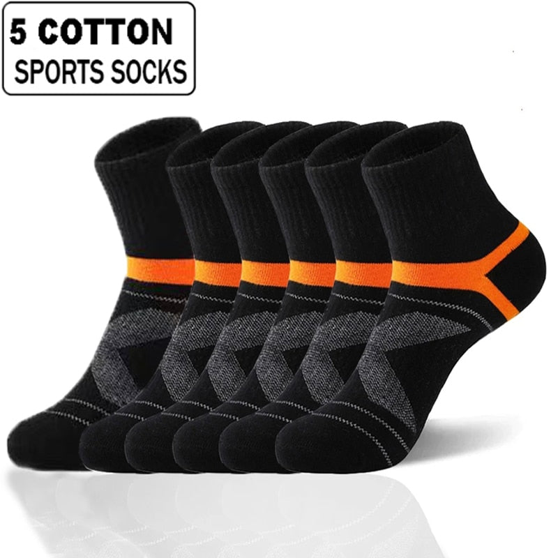 10PCS=5Pair High Quality Cotton New Autumn Men's Socks Running Winter Casual Breathable Active Socks Stripe Sport Socks EUR38-48